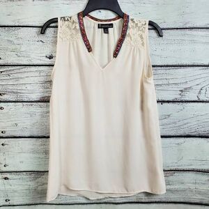 Signature Studio Cream Small Sleeveless Shell Blouse Top